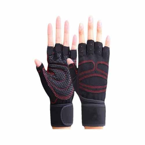 WORKOUT GLOVES WITH WRIST SUPPORT ANTI-SLIP SILICA GEL GRIP ADJUSTABLE VELCRO STRAP WEIGHTLIFTING GLOVES FOR CROSS FIT FITNESS CYCLING SIZE L